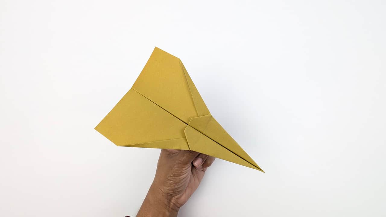 Your paper airplane is ready to fly. Throw with a smooth, level motion — not too hard.